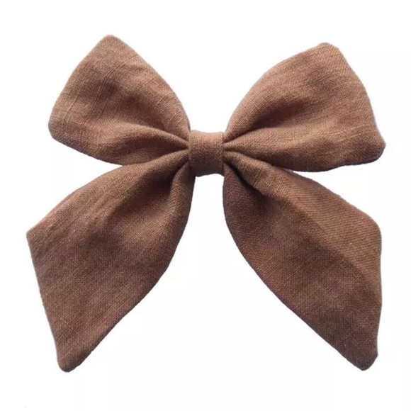 New Set of 4 Linen Bow Clips - Picture 2 of 8